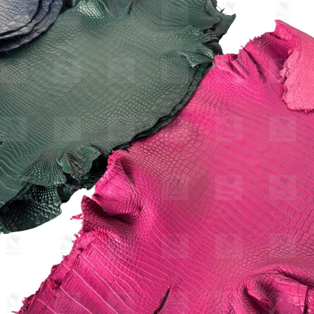 Da bụng cá sấu cao cấp - Màu Hồng Fuchsia Da bụng cá sấu cao cấp - Màu Hồng Fuchsia