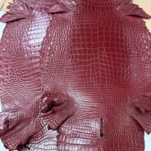 Premium Finished Crocodile Leather - Burgundy Red