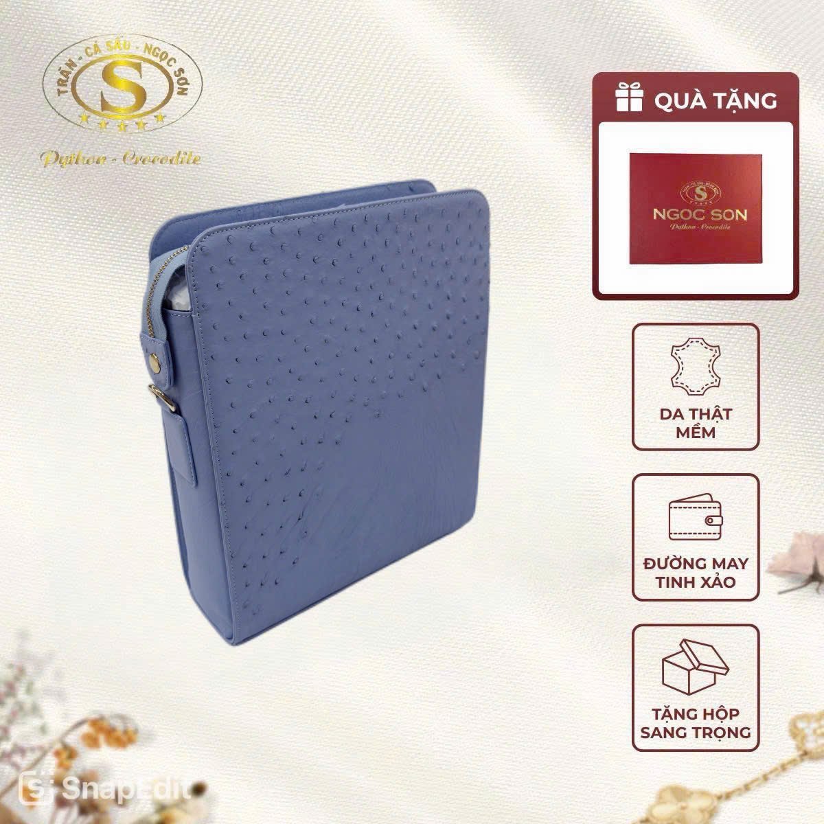 TÚI ĐEO CHÉO DÁNG HỘP ĐỨNG DA ĐÀ ĐIỂU - Ảnh 2