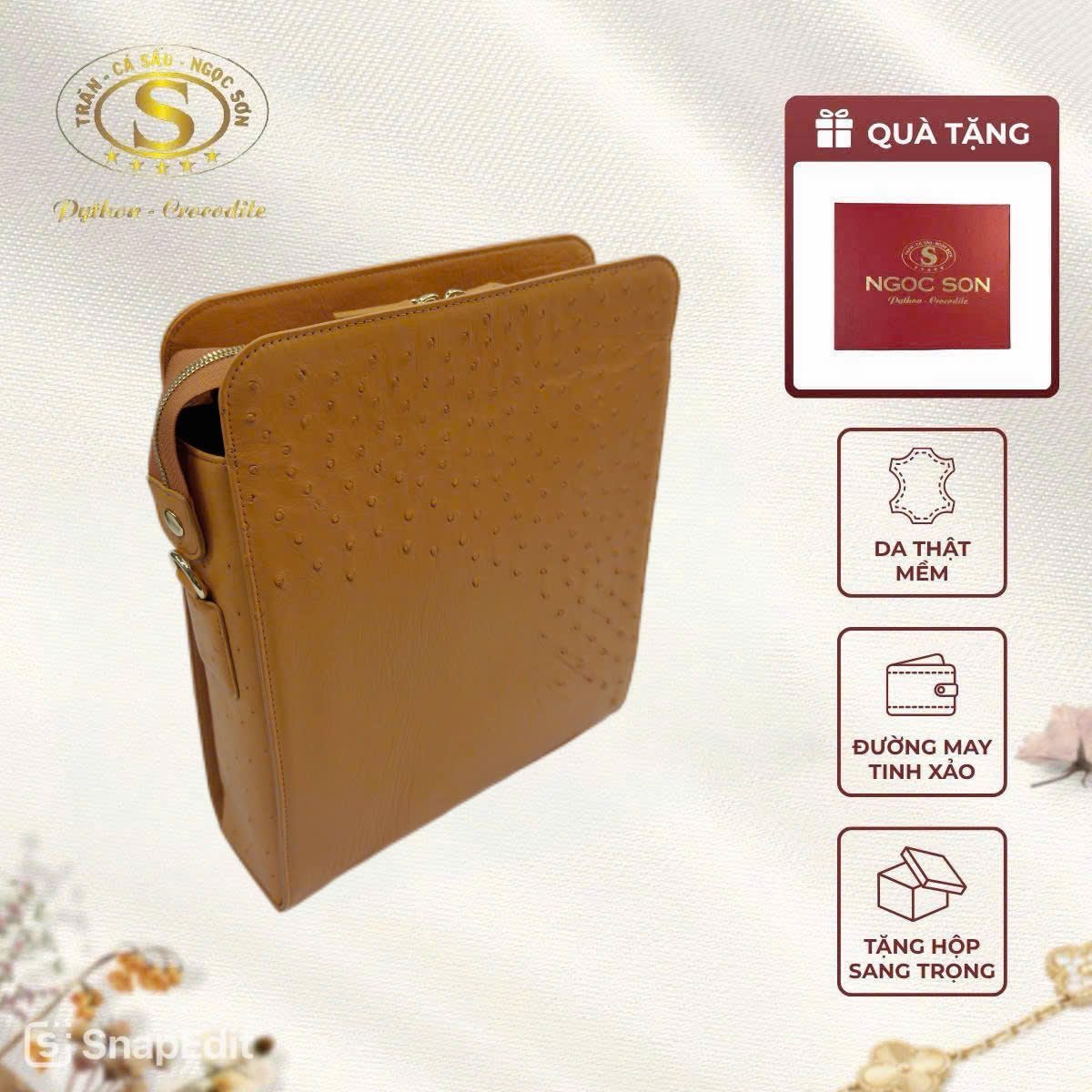 TÚI ĐEO CHÉO DÁNG HỘP ĐỨNG DA ĐÀ ĐIỂU - Ảnh 3
