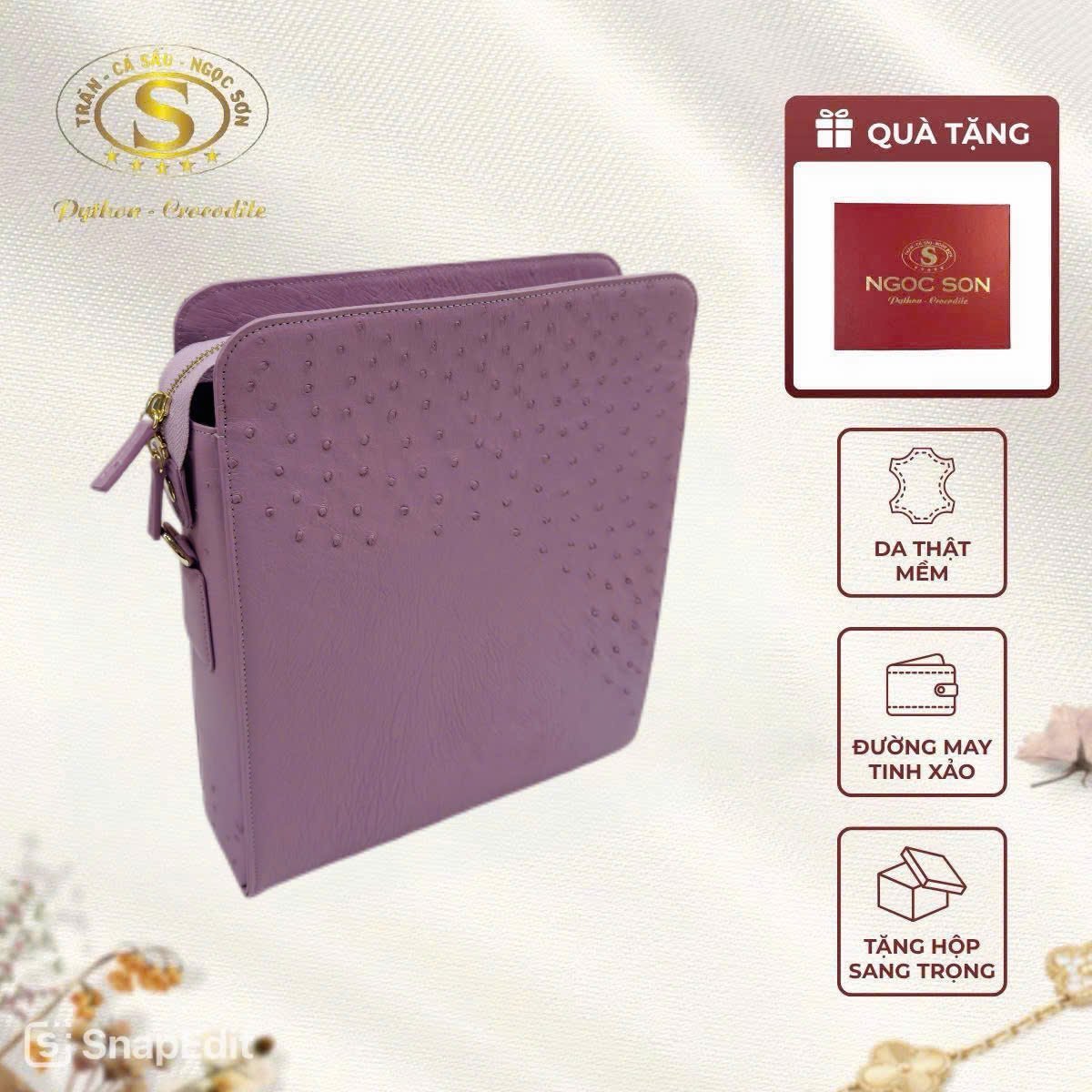 TÚI ĐEO CHÉO DÁNG HỘP ĐỨNG DA ĐÀ ĐIỂU - Ảnh 4